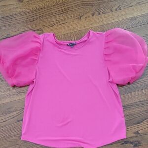 Adrianna Papell Vibrant Pink Puff Sleeve Blouse